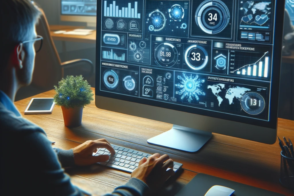 un ambiente professionale di marketing digitale, con un focus sulla analisi dei dati e sull'adattamento strategico delle campagne.